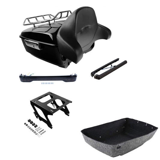 King Trunk Backrest Rack Lights Solo Mount Fit For Harley Softail 2018-2025