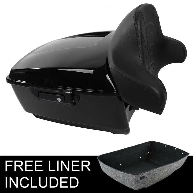 King Trunk Black Latch Backrest Pad Fit For Harley Touring Street Glide 14-26 25
