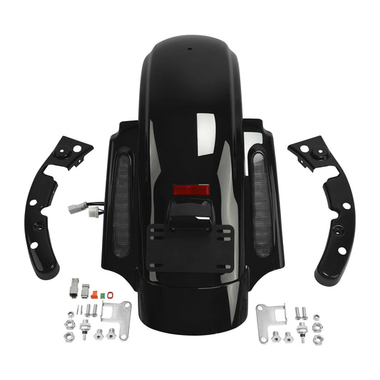 Black Rear Fender LED System Fit For Harley Cvo Touring Road Electra Glide 09-13