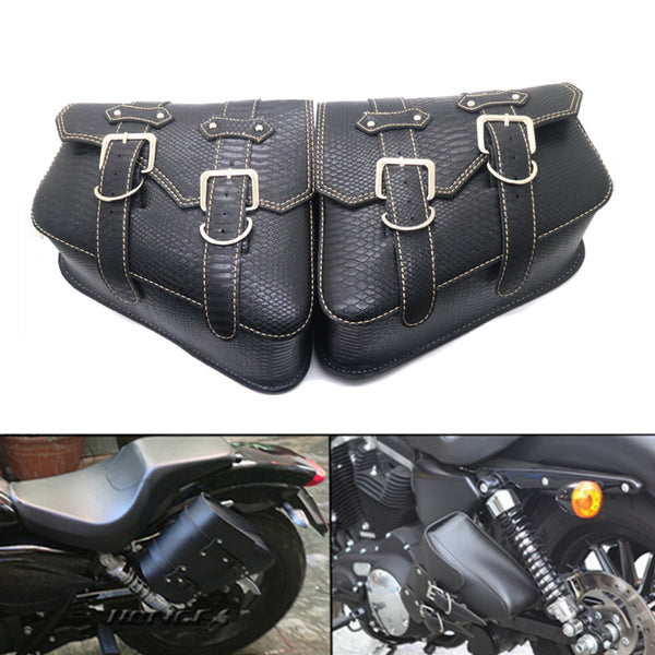 New Saddlebags PU Crocodile Leather Pouch Bag For Harley Sportster XL 883 1200