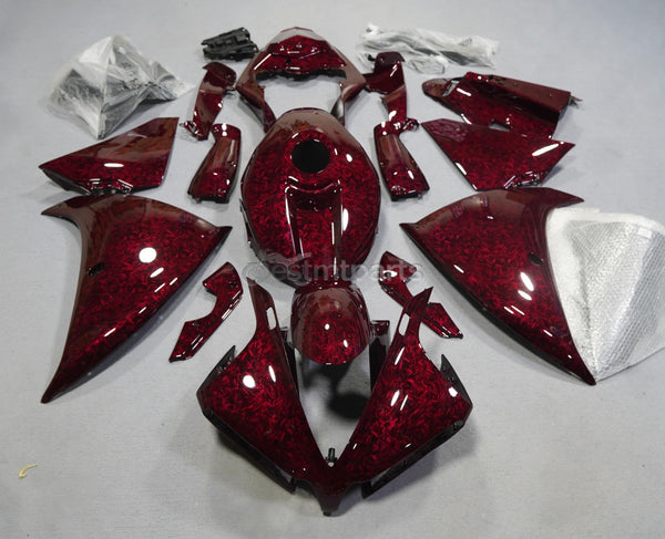 Red Black Forged Carbon Fiber Fairing Kit w/Tank for Yamaha Yzf R1 2012-2014