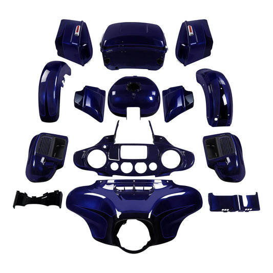 Fairing Bodywork Fit For Harley Electra Glide 2014-2024 Zephyr Blue/Black Sunglo