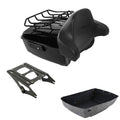 Black King Tour Trunk Backrest Mount Rack Fit For Harley Road Street Glide 14-26