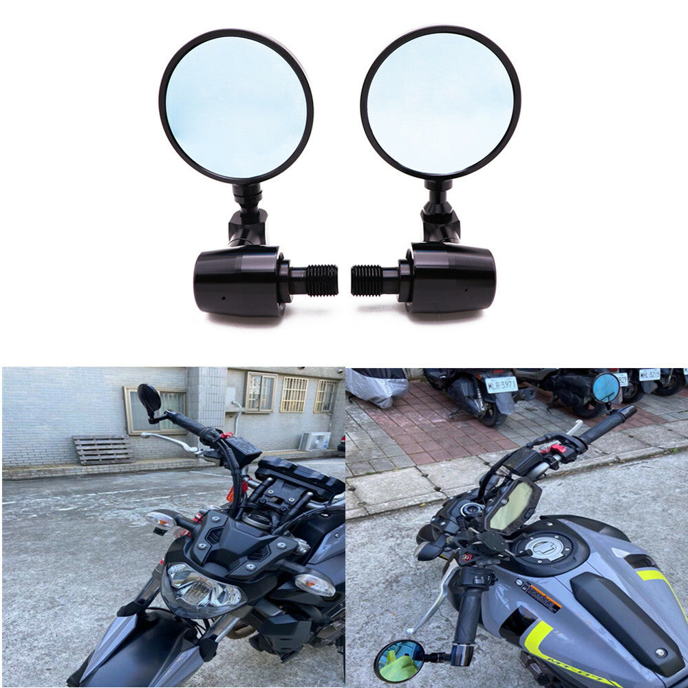Black Handlebar end Side Mirror W/ 16mm Bolt-on For Yamaha XJ6 MT-09 MT-07 MT-03