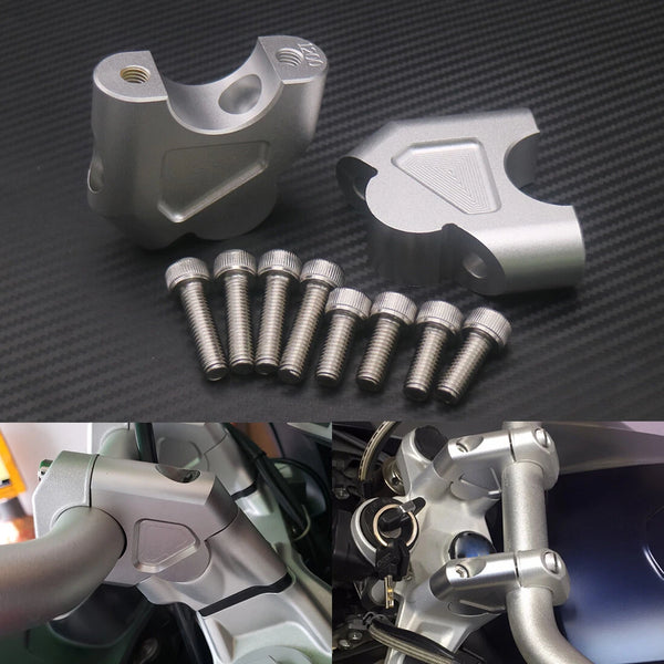 Silver 32mm CNC Machining Handlebar Riser Bar Clamp For BMW R1200GS LC Adv 14-18