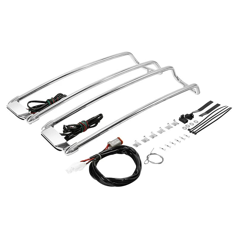 Chrome Saddlebag Lid Top Rails LED Light Fit For Harley Electra Road Glide 94-13