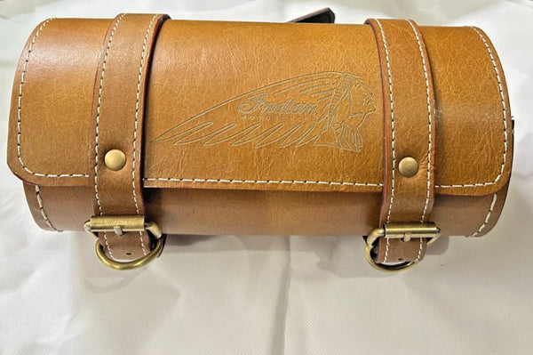 Pure Leather Tool Roll Bag Fit For Indian Chief Motorcycle IN Tan Color