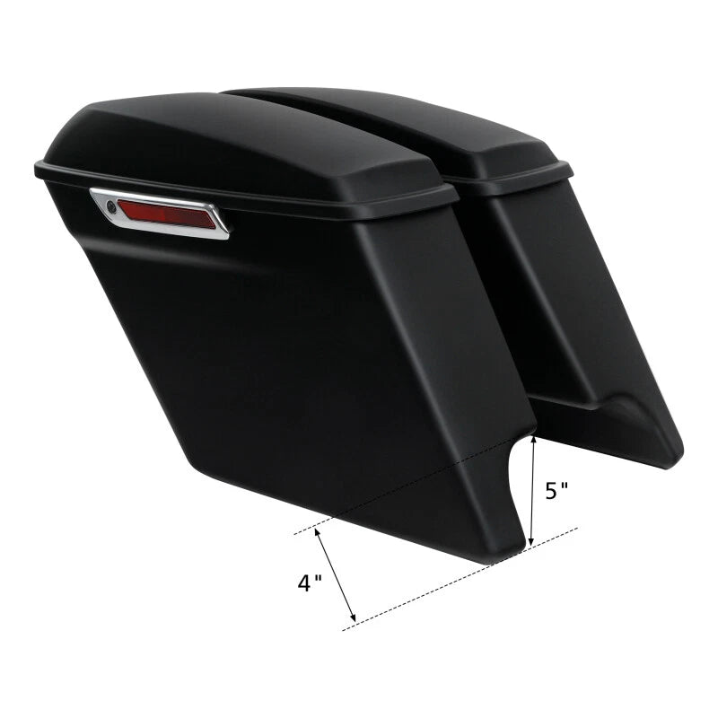 5" Stretched Extended Hard Saddlebags Saddle bags Fit For Harley Road King 14-24