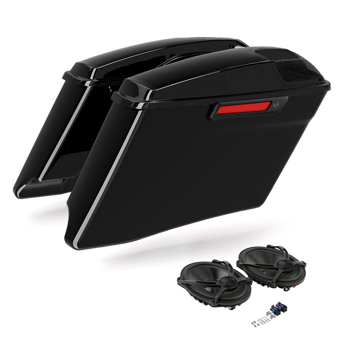 Black 4" Stretched Saddlebags 5x7" Speakers Fit For Harley Road Glide 2014-2024