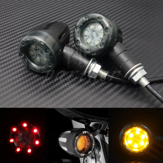 Black Motorcycle Plastic LED Amber Lamp Rear Turn Signal Brake lights Indicators