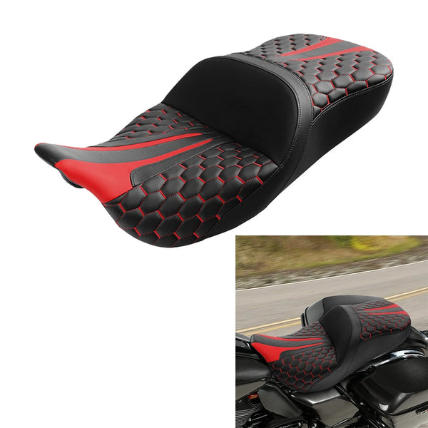 Black+Red Driver Rider Passenger Seat Fit For Harley Touring Road Glide 09-23