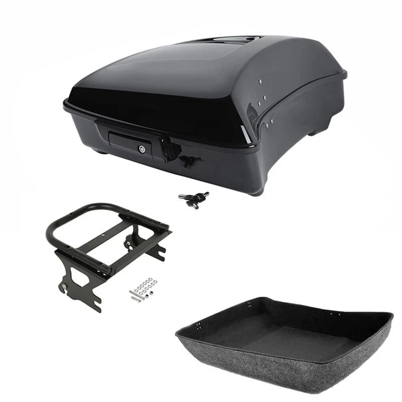 Black Chopped Trunk Two Up Mount Fit For Harley Touring Road King 97-08 US