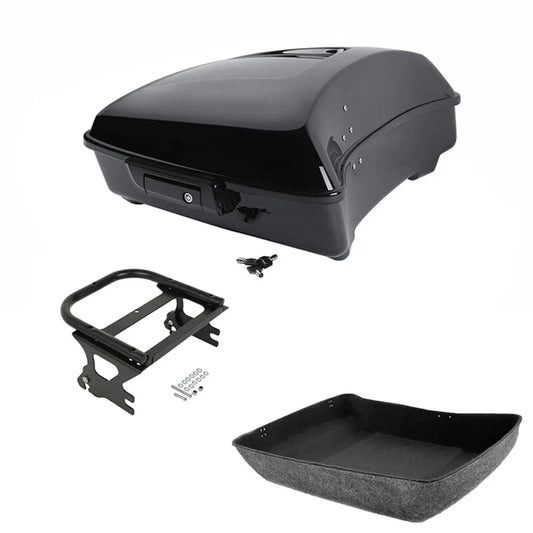 Black Chopped Trunk Two Up Mount Fit For Harley Touring Road King 97-08 US