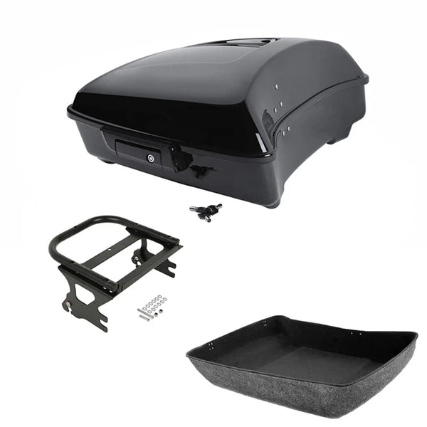 Black Chopped Trunk Two Up Mount Fit For Harley Touring Road King 97-08 US