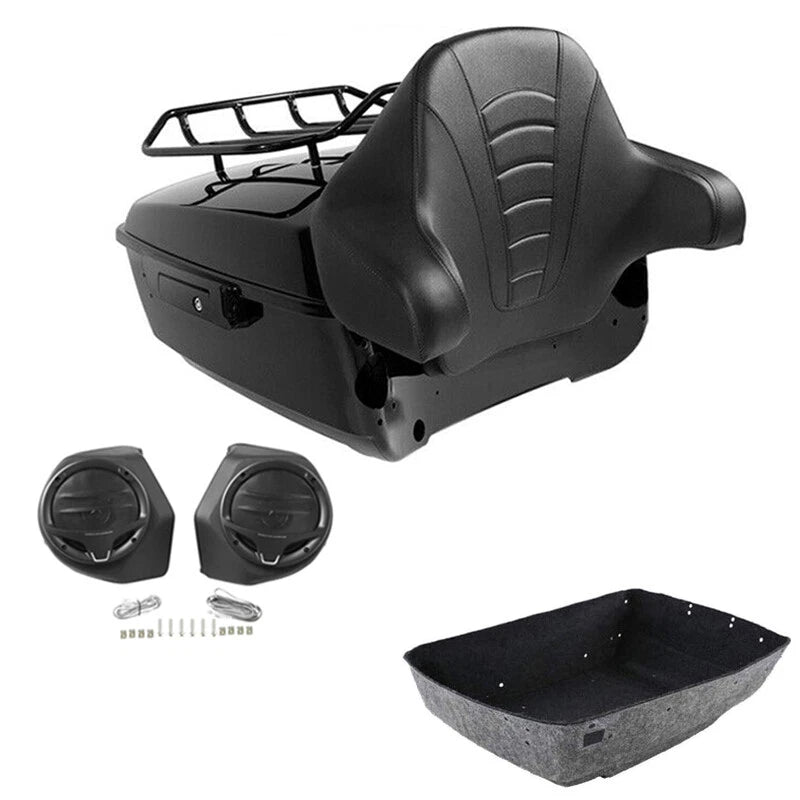 Black King Trunk Rack Backrest Speakers Fit For Harley Electra Glide 2014-2026