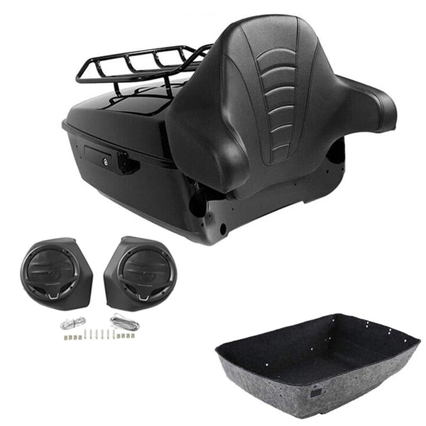 Black King Trunk Rack Backrest Speakers Fit For Harley Electra Glide 2014-2026