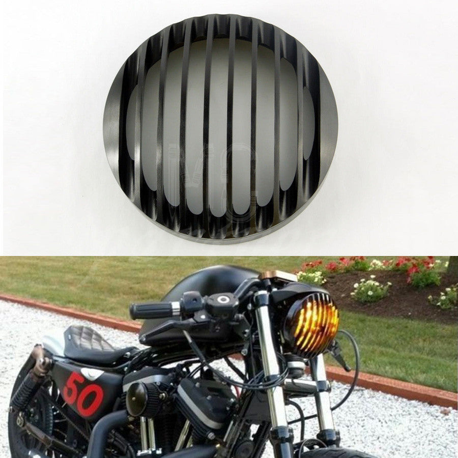 5 3/4" Black CNC Aluminum Headlight Grill Cover For Harley Sportster 883 1200