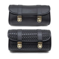 PU Leather Vintage Black Weave Tool Bag Storage Pouch Basket For Harley Honda