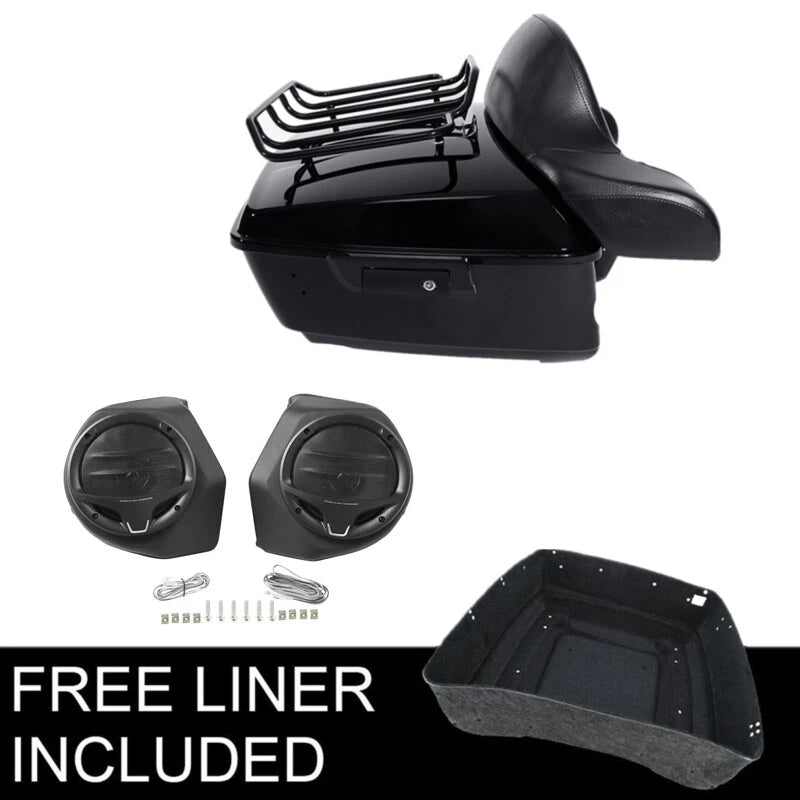 King Trunk Backrest Pad Speakers Fit For Harley Touring Street Glide 2014-2026