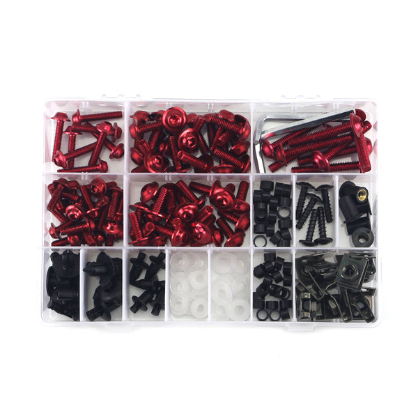 Motorcycle Sportbike Fairing Body Kit Bolts Fastener Clips Screws Red