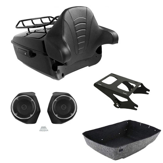 King Trunk Rack Backrest Speakers Mount Fit For Harley Touring Glide 2014-2026