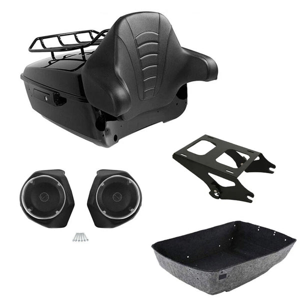 King Trunk Rack Backrest Speakers Mount Fit For Harley Touring Glide 2014-2026