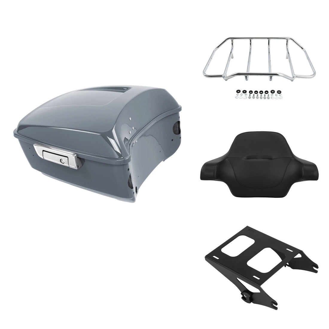 King Trunk Backrest Rack Mount Fit For Harley Cvo Road Glide 14-26 Gunship Gray
