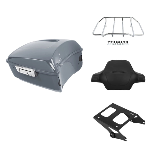 King Trunk Backrest Rack Mount Fit For Harley Cvo Road Glide 14-26 Gunship Gray