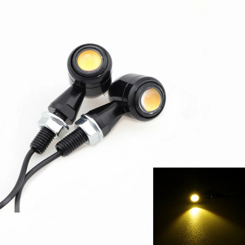 Motorcycle LED Black Bullet Mini Turn Signal Light Blinker For Bobber Cafe Racer