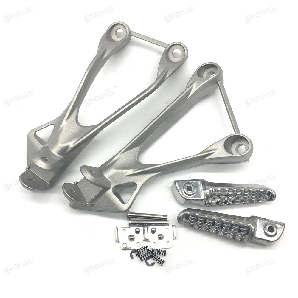 Kawasaki Ninja ZX6R Silver Rear Passenger Foot Pegs Bracket Fit For 2005-2008