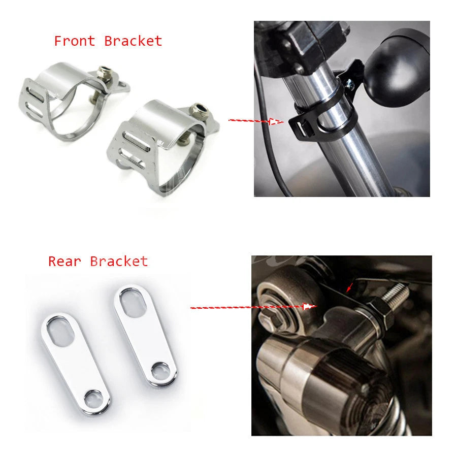 Front Rear TURN SIGNAL Relocater Holder Fork Clamps Shock Bracket Cafe Racer CB