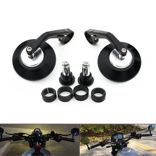 7/8" 22mm CNC Handle Bar End Round Rearview Side Mirror For GN/CG125 Cafe Racer