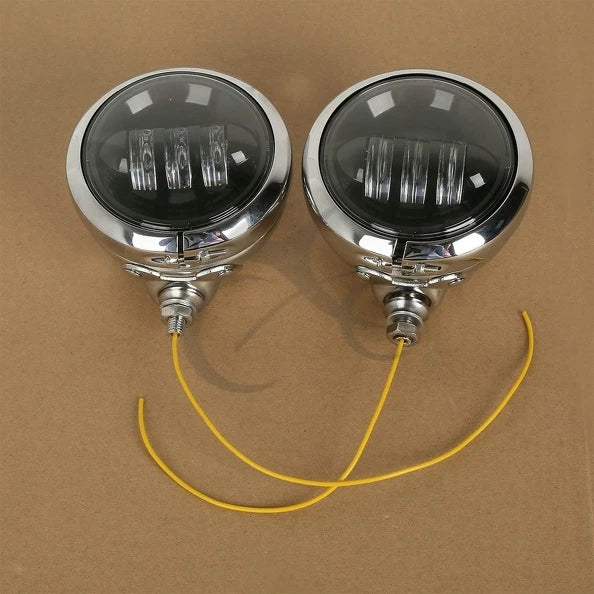 4.5" Auxiliary Spot Fog Passing Lights + Housing Bucket Fit For Harley Road King