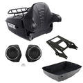 King Trunk Rack Backrest Speakers Mount Fit For Harley Road Street Glide 2014-26