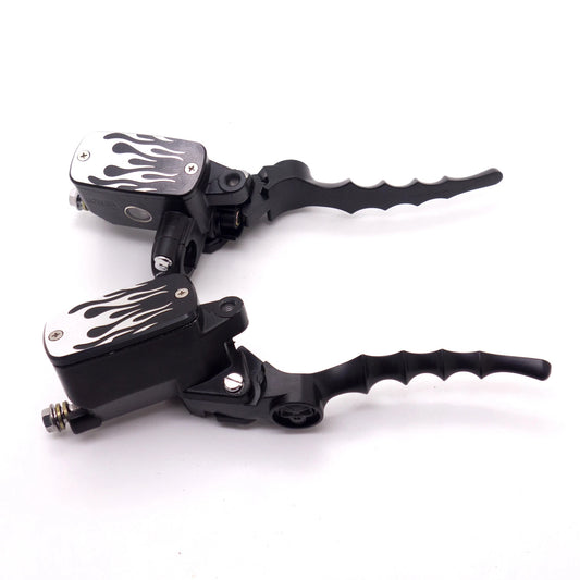 7/8" Black Flame Control Reservoir Brake Clutch Levers For Kawasaki Honda Yamaha
