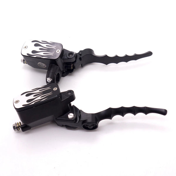 7/8" Black Flame Control Reservoir Brake Clutch Levers For Kawasaki Honda Yamaha