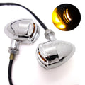2X Chrome ABS Grill Bullet Turn Signal Indicator Light For Harley Chopper Custom
