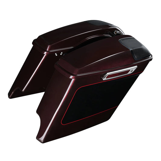 5" Stretched Saddlebag Fit For Harley Touring 14-Up Midnight Crimson/Vivid Black