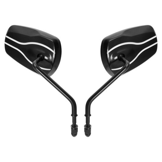 Black 8mm Rear View Mirrors Fit For Harley Touring Road Electra Glide Sportster