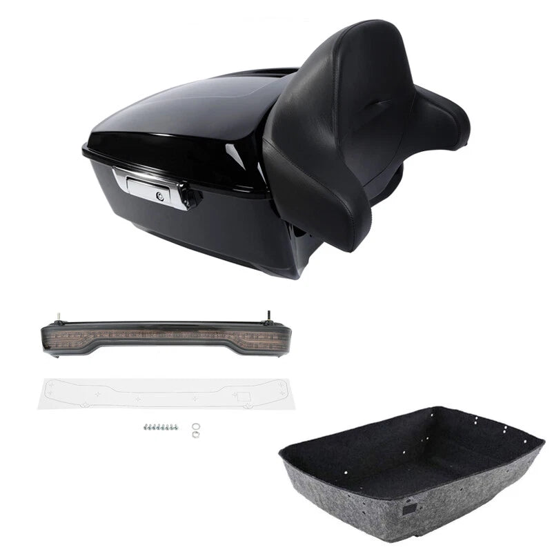 King Trunk Backrest Pad LED Tail Light Fit For Harley Touring Road Glide 14-2026