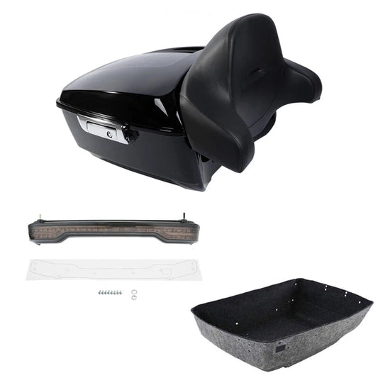 King Trunk Backrest Pad LED Tail Light Fit For Harley Touring Road Glide 14-2026