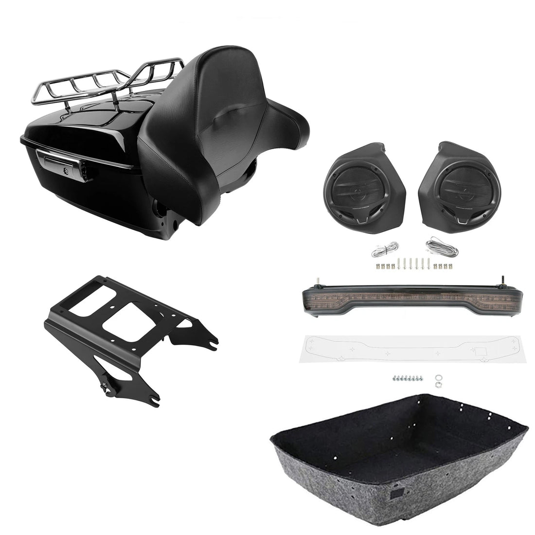 King Trunk Luggage Backrest Light Rack Speakers Fit For Harley Touring 2009-2013