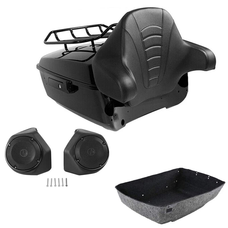 King Trunk Luggage Rack Backrest Speakers Fit For Harley Road Street Glide 14-26