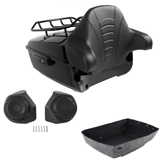 King Trunk Luggage Rack Backrest Speakers Fit For Harley Road Street Glide 14-26