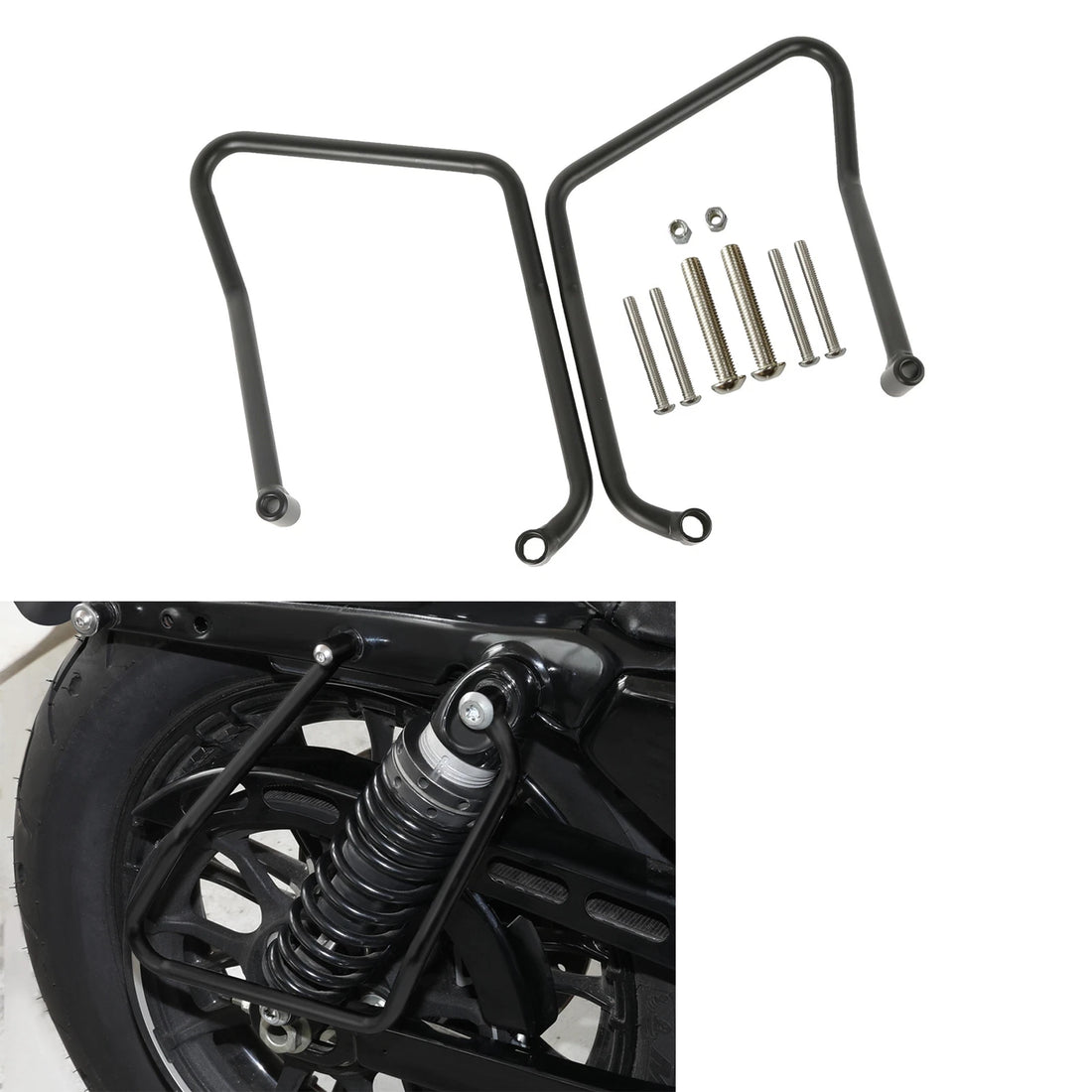 Black Steel Saddlebag Support Brackets Fit For Harley Sportster XL883 1200 04-16