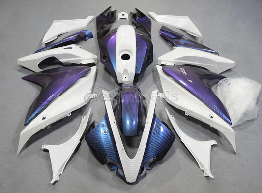 Purple Blue Chameleon & White Carbon Fairing Kit For Yamaha Yzf R125 2008-2018