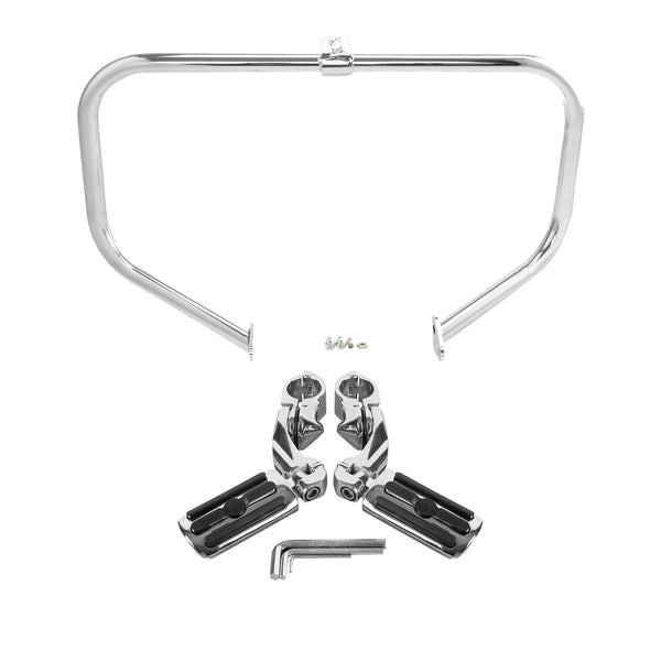 Highway Engine Guard Crash Bar & Footpeg Fit For Harley Touring Road King 97-08
