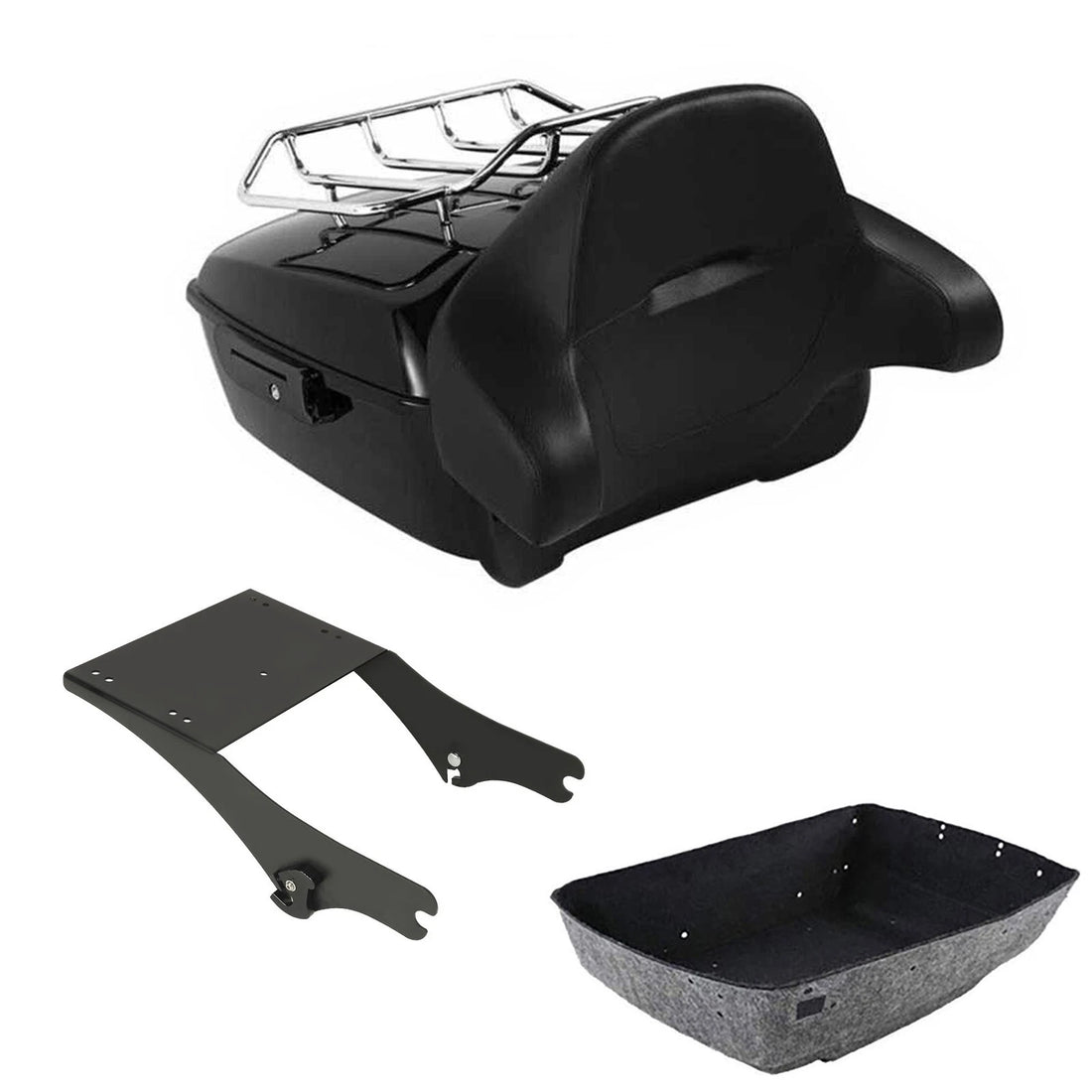 King Trunk Luggage Rack Wrap Around Backrest Mount Fit For Harley Touring 97-08