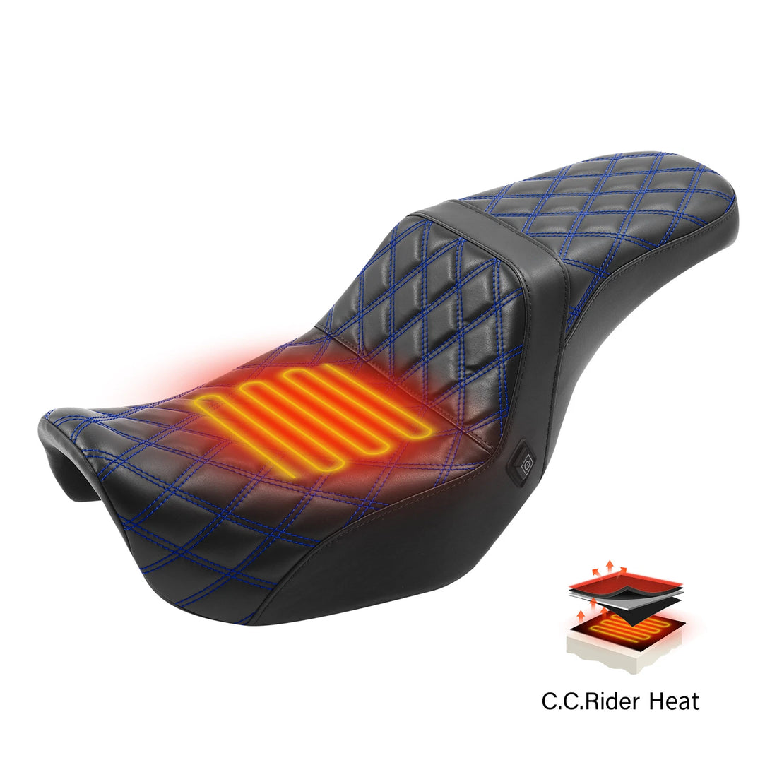 Driver Passenger Heated Seat Fit For Harley Dyna Low Rider Fat Bob FXDF 2006-17