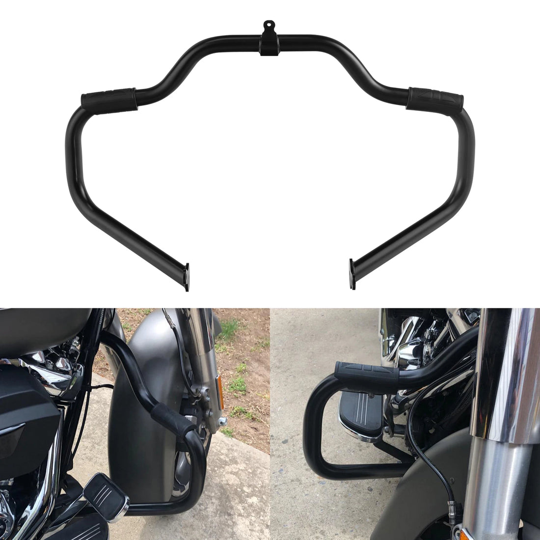 Black Mustache Engine Crash Guard Bar Fit For 09-24 Harley Touring Glide Flh Flt